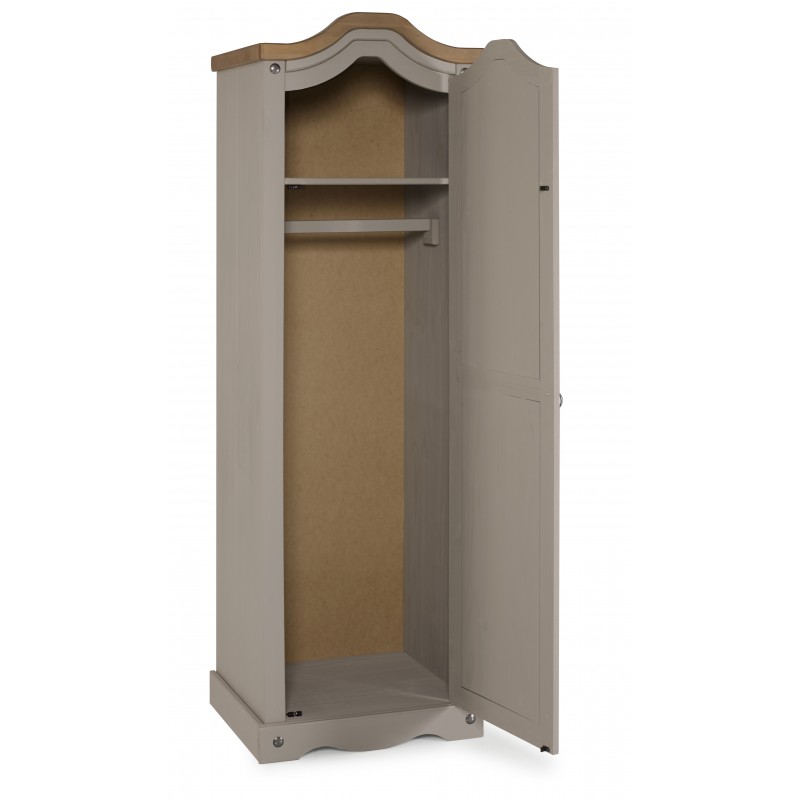 Corona Grey Wax 1 Door Arch Top Wardrobe